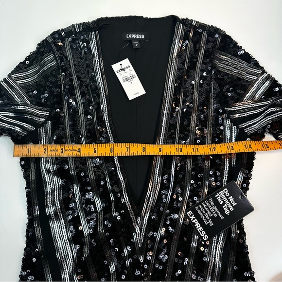 Express Sequin/Mesh Longsleeve Mini Dress Size: S Color Black NWT. - Picture 12 of 12